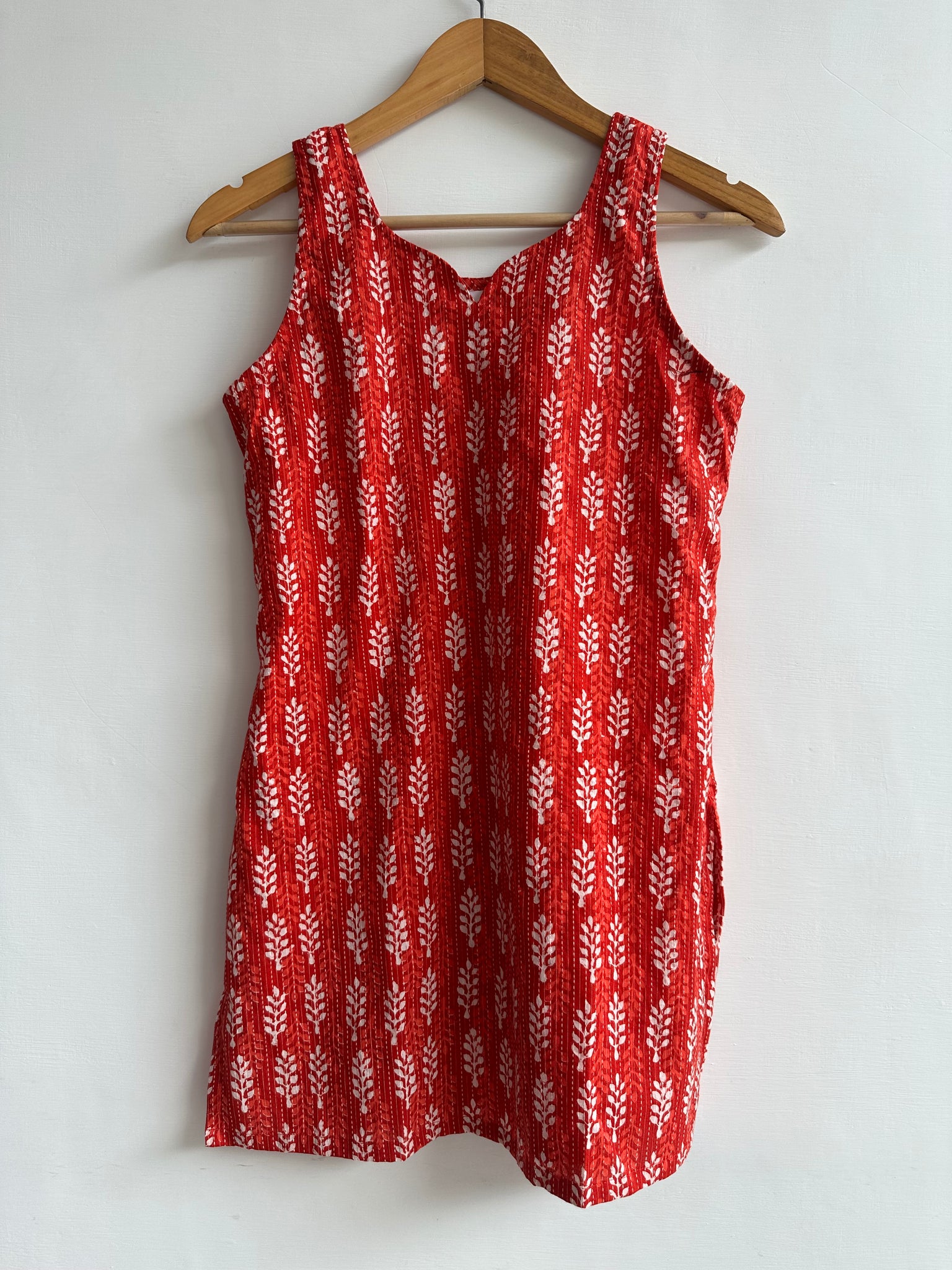 Sleeveless kurti (kantha fabric)